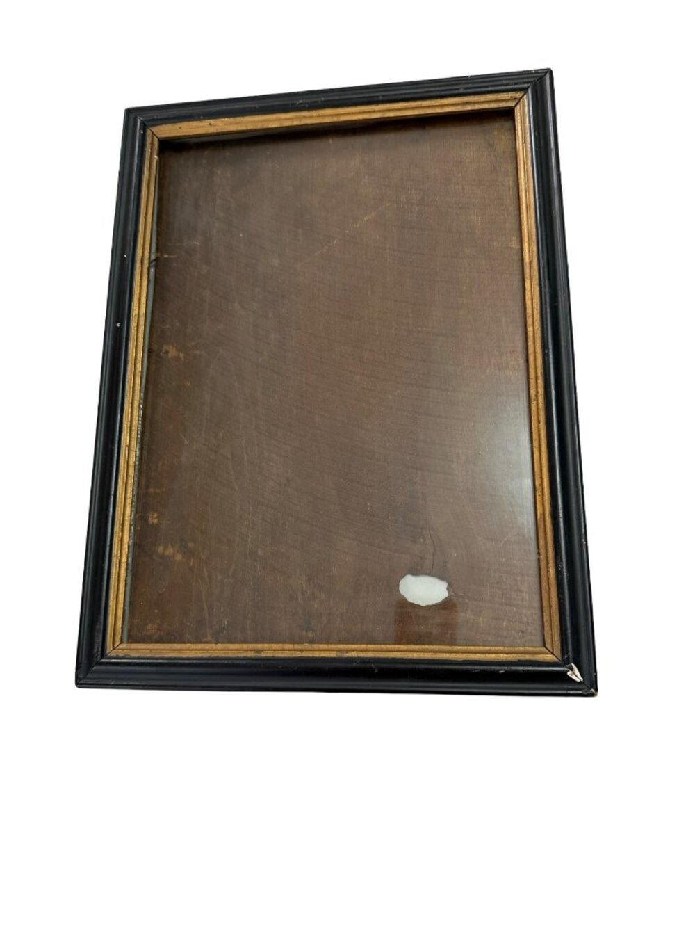 Antique Ebonized Wood Picture Frame Black Gold Gilt Glass 15" x 12" 1920s 1930s